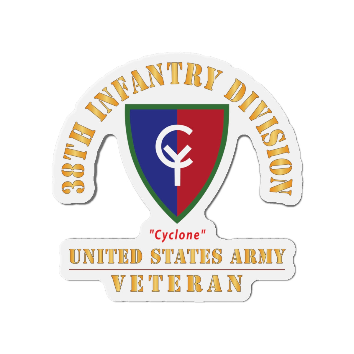 Die-Cut Magnets - Army - SSI - 38th Infantry Division - Cyclone - US Army Veteran X 300