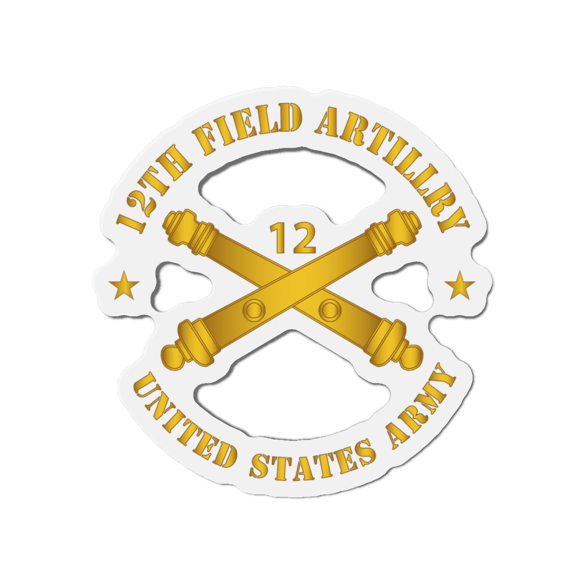 Die-Cut Magnets - Army - 12th Artillery Regiment w Branch - US Army