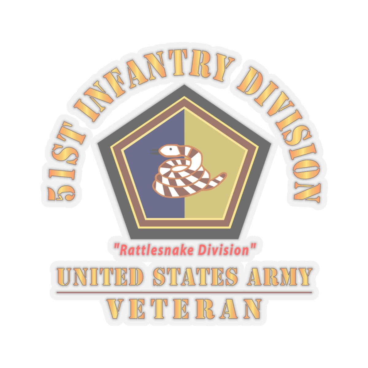 Kiss-Cut Stickers - Army - SSI - 51st Infantry Division - Rattlesnake Division - US Army Veteran X 300