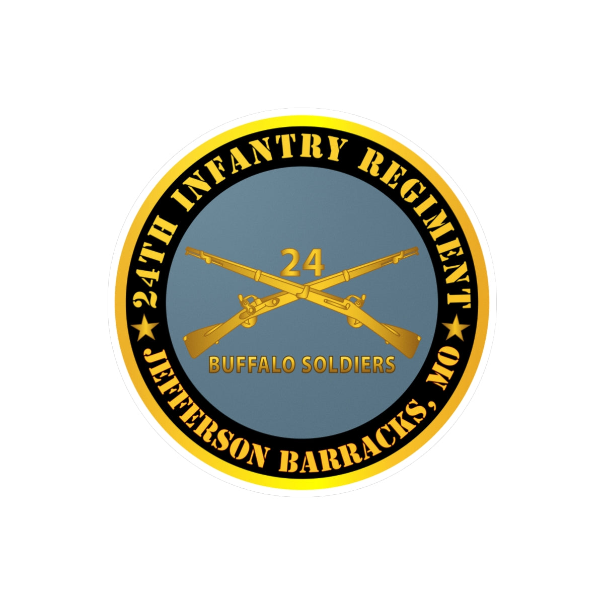 Kiss-Cut Vinyl Decals - Army - 24th Infantry Regiment - Jefferson Barracks, MO - Buffalo Soldiers w Inf Branch