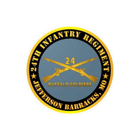 Kiss-Cut Vinyl Decals - Army - 24th Infantry Regiment - Jefferson Barracks, MO - Buffalo Soldiers w Inf Branch