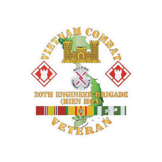 Kiss-Cut Vinyl Decals - Army - Vietnam Combat Veteran w 20th Engineer Brigade  SSI - BIEN HOA X 300