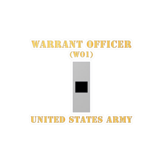 Kiss-Cut Vinyl Decals - Army - Warrant Officer - W01 - Flat X 300