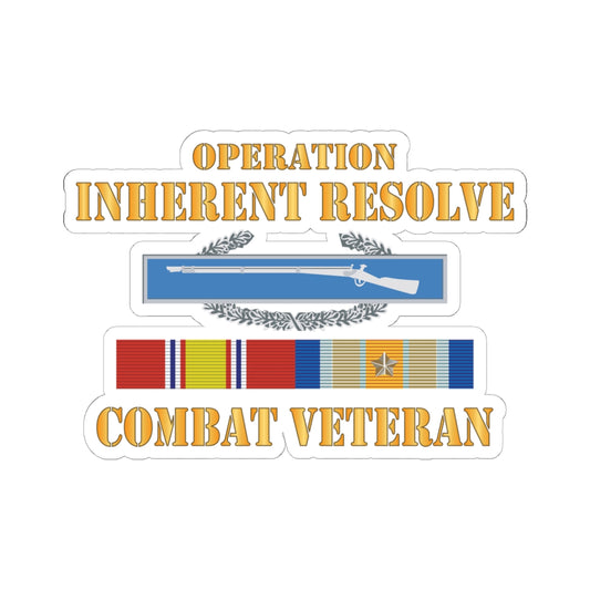 Kiss - Cut Stickers - Army -  Opn Inherent Resolve (OIR) SVC Bar  w CIB - Combat Veteran X 300