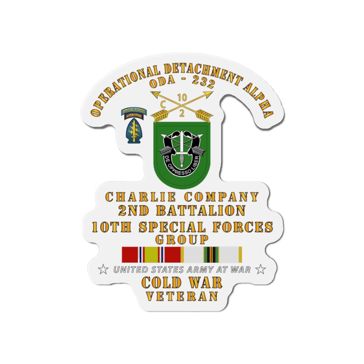 Die-Cut Magnets - Army - ODA 232 - C Co, 2nd Bn 10th SFG w COLD SVC