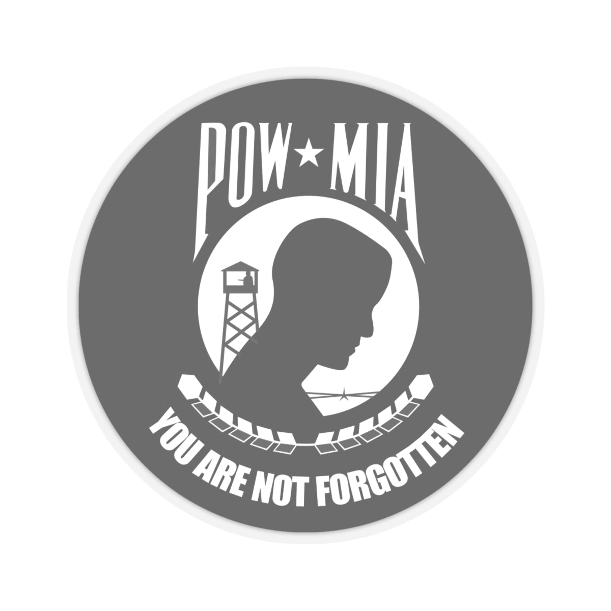 Kiss-Cut Stickers -Army - Round - POW - MIA X 300
