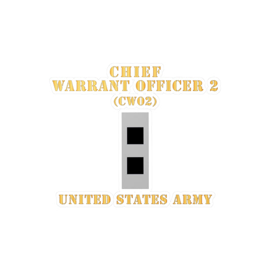 Kiss-Cut Vinyl Decals - Army - Chief Warrant Officer 2 - CW02 - Flat - X 300