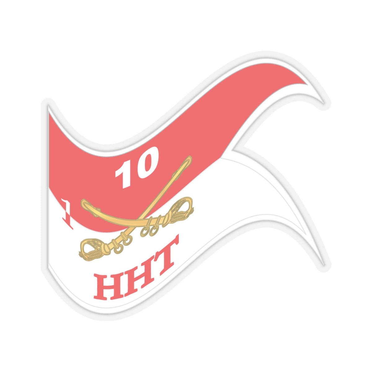 Kiss-Cut Stickers - Army - HHT -  1st Squadron - 10th Cavalry Guidon - Waving X 300