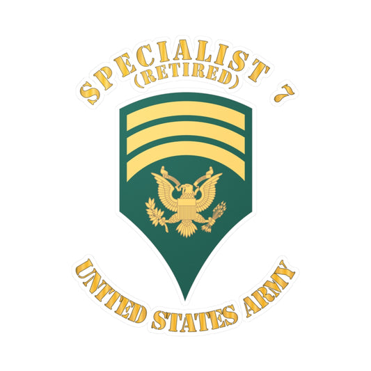 Kiss-Cut Vinyl Decals - Army - Enlisted - SPEC 7 - Specialist 7  - Std - Retired X 300