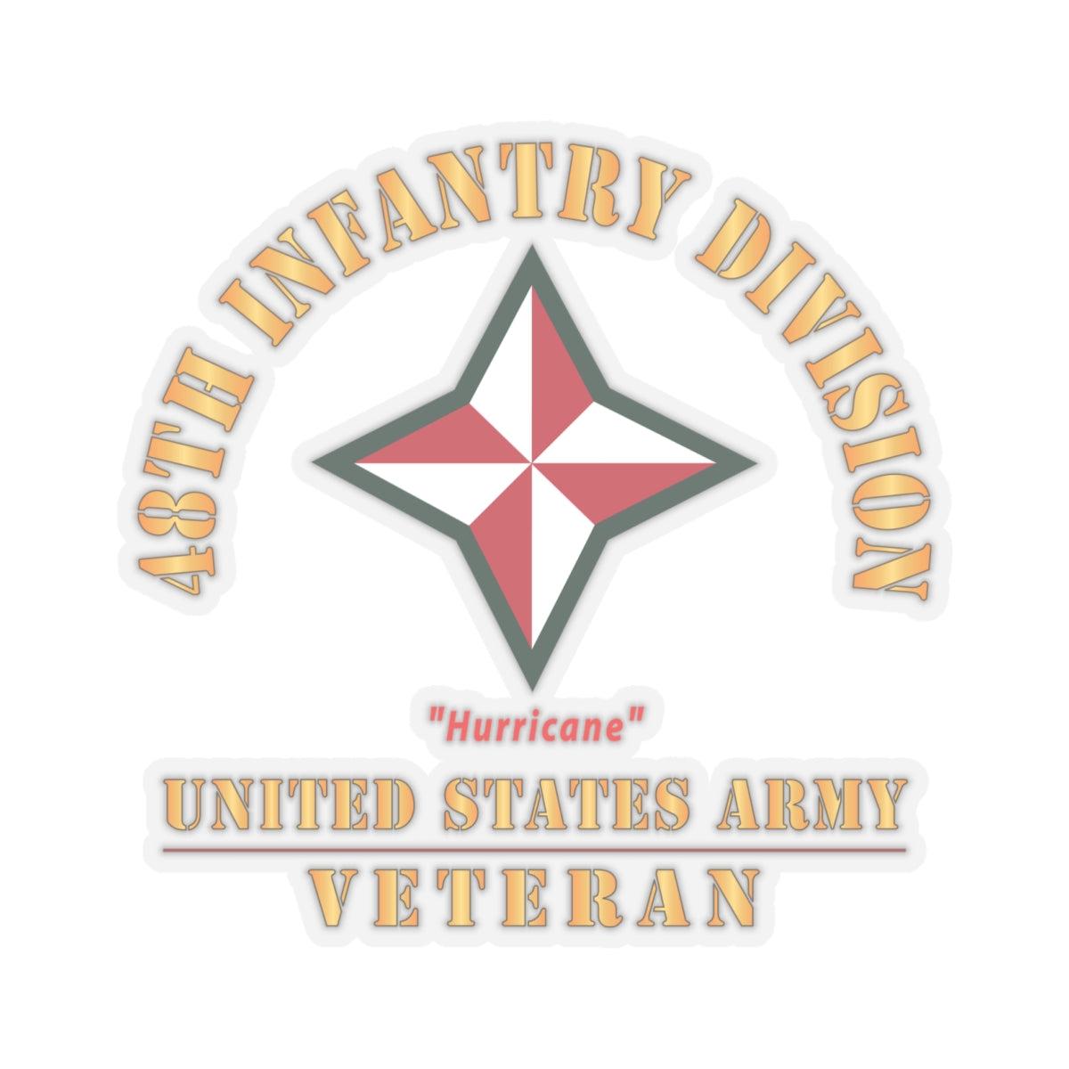 Kiss-Cut Stickers - Army - SSI - 48th Infantry Division - Hurricane - US Army Veteran X 300