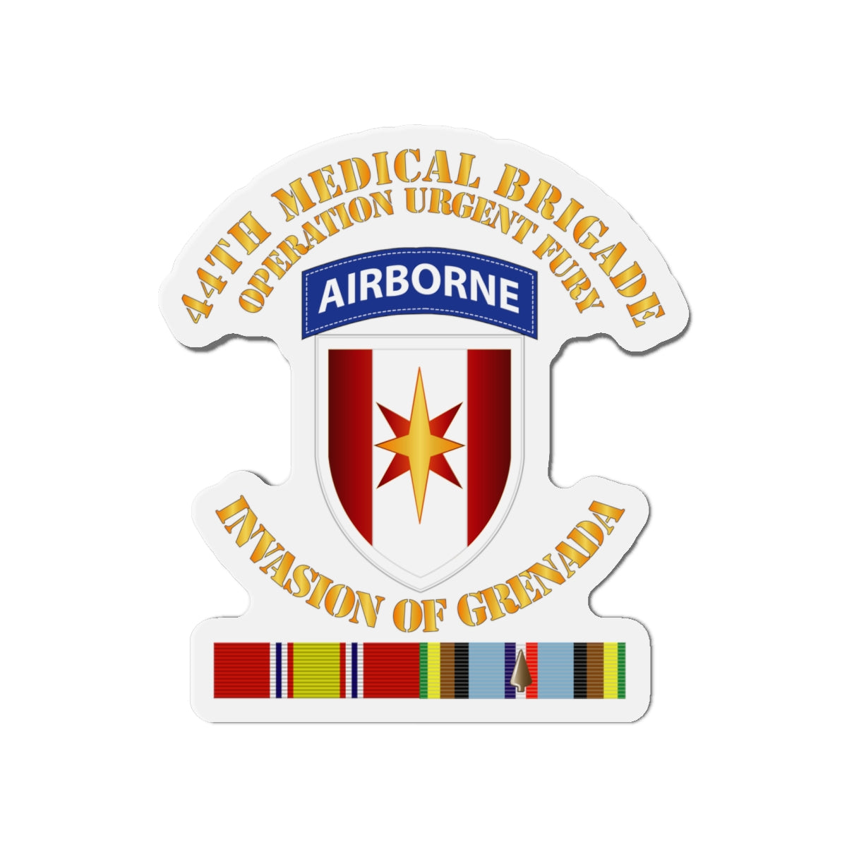 Die-Cut Magnets - Army - Grenada - 44th Med Bde Operation Urgent Fury w Svc Ribbons