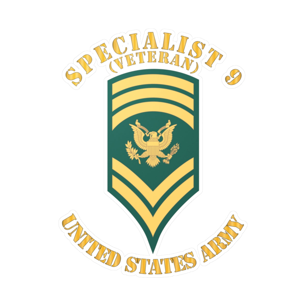 Kiss-Cut Vinyl Decals - Army - Enlisted - SPEC 9 - Specialist 9  - Std - Veteran X 300