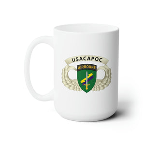 White Ceramic Mug 15oz - Army - USACAPOC Wings with Wing Tab