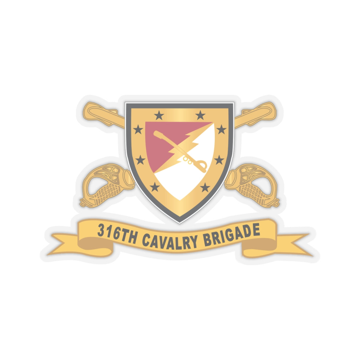 Kiss-Cut Stickers - Army  - 316th Cavalry Brigade - SSI w Br - Ribbon X 300