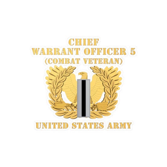 Kiss-Cut Vinyl Decals - Army - Chief Warrant Officer - CW05 - Combat Veteran - Flat - Eagle and Bar X 300