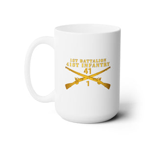 White Mug 15oz - Army - 1st Bn 41st  Infantry X 300 - Hat