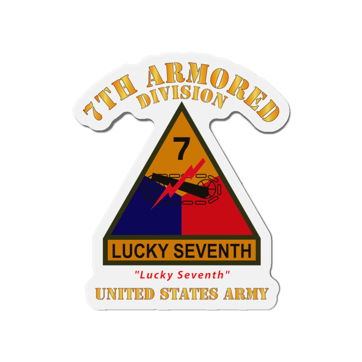Die-Cut Magnets - Army - SSI - 7th Armored Division w Name Tape - Lucky Seventh - US Army X 300
