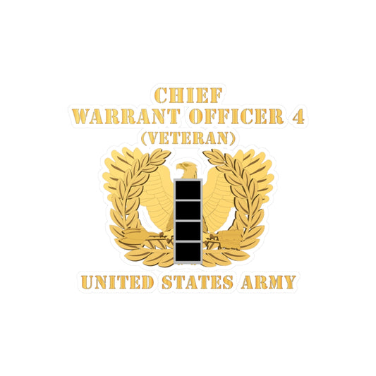 Kiss-Cut Vinyl Decals - Army - Chief Warrant Officer - CW04 - Veteran - Flat - Eagle and Bar X 300