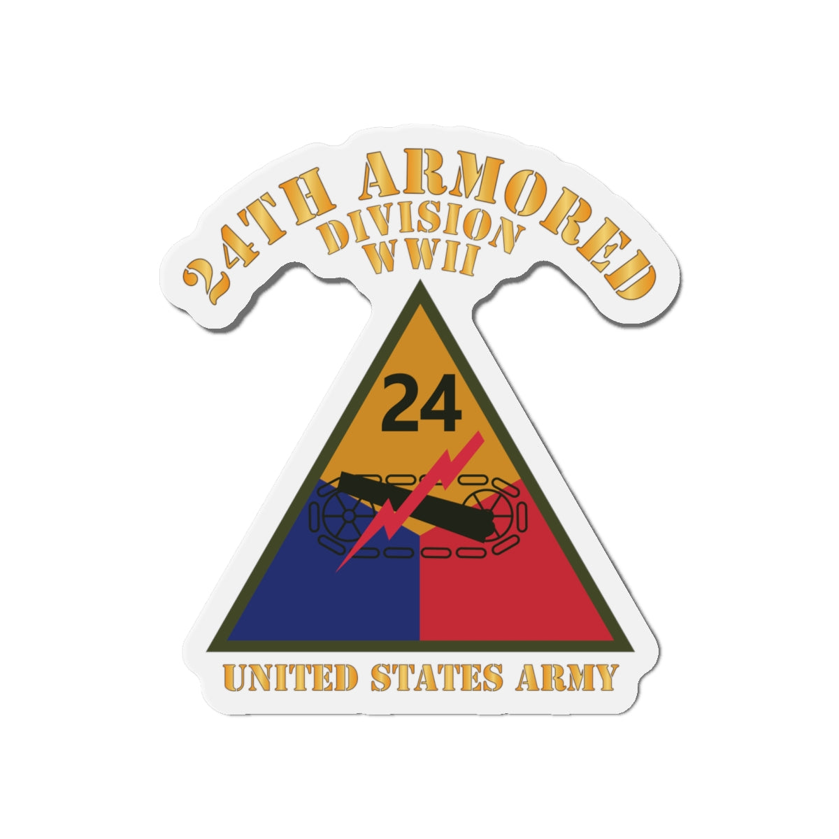 Die-Cut Magnets - Army - SSI - 24th Armored Division - WWII - US Army X 300