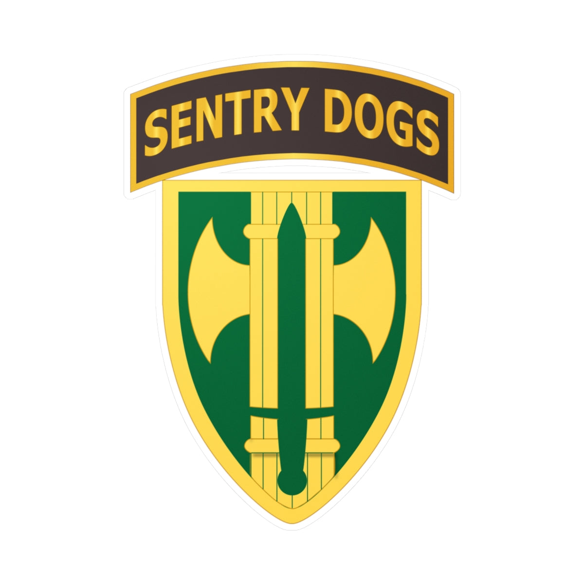 Kiss-Cut Vinyl Decals - Army - 18th MP Brigade - Sentry Dogs Tab wo Txt