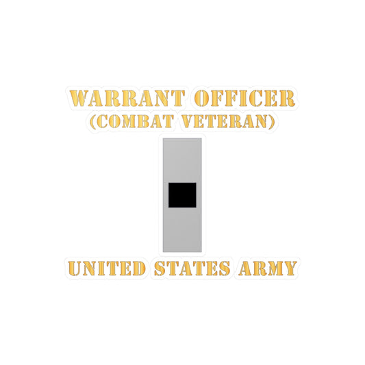 Kiss-Cut Vinyl Decals - Army - Warrant Officer - W01 - Combat Veteran - Flat X 300