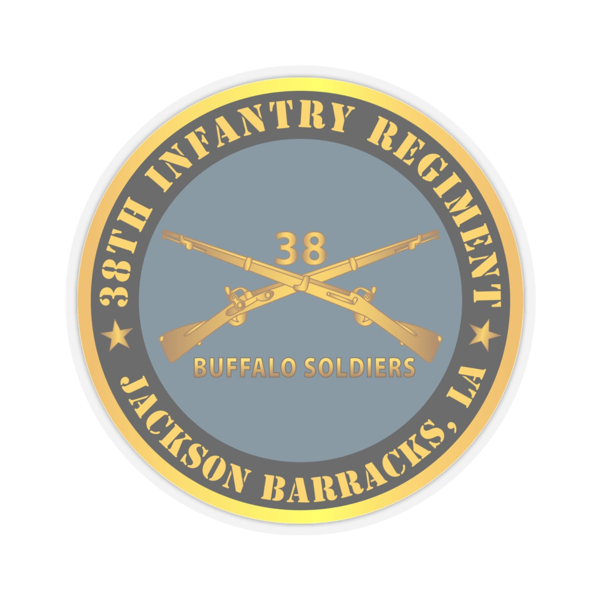 Kiss-Cut Stickers - Army - 38th Infantry Regiment - Buffalo Soldiers - Jackson Barracks, LA w Inf Branch