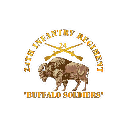 Kiss-Cut Vinyl Decals - Army - 24th Infantry Regiment - Buffalo Soldiers w 24th Inf Branch Insignia