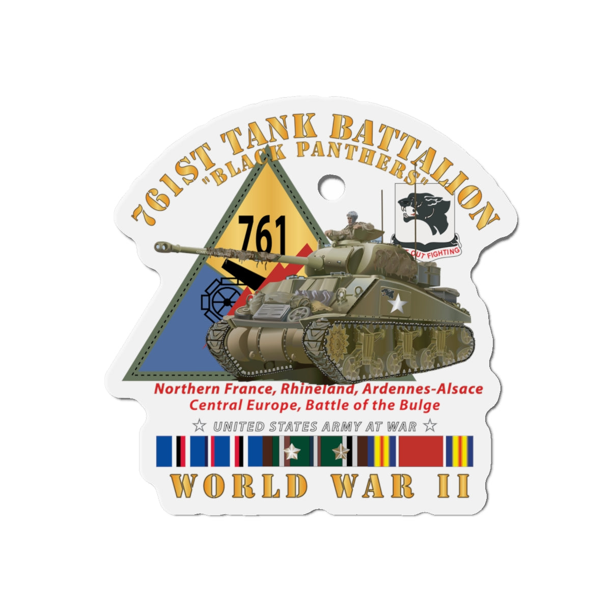 Die-Cut Magnets -SSI -Army - 761st Tank Battalion - Black Panthers - w Tank w SSI WWII  EU SVC