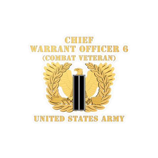 Kiss-Cut Vinyl Decals - Army - Chief Warrant Officer - CW06 - Combat Veteran - Flat - Eagle and Bar X 300