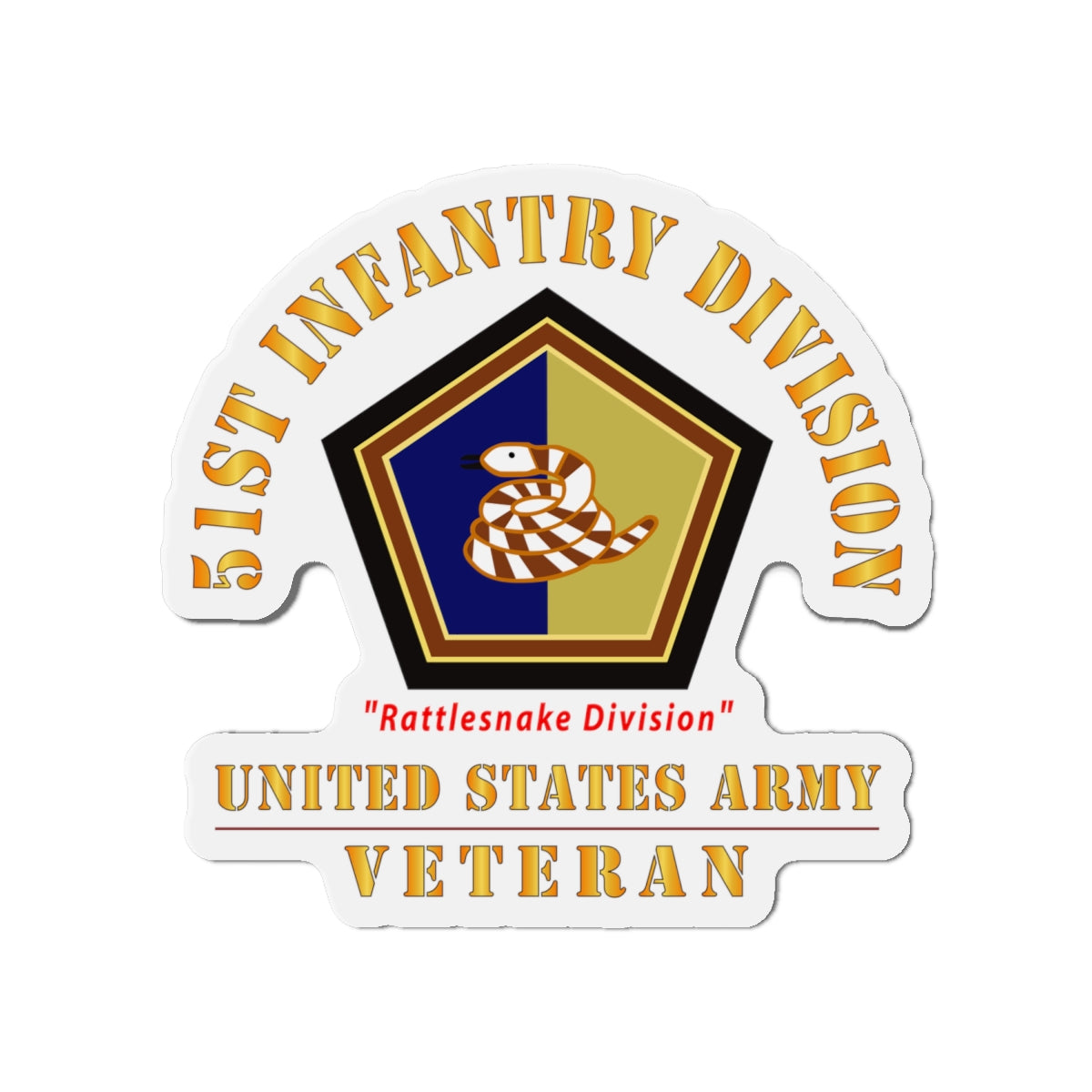 Die-Cut Magnets - Army - SSI - 51st Infantry Division - Rattlesnake Division - US Army Veteran X 300