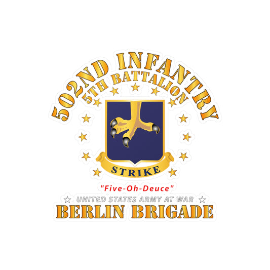 Kiss-Cut Vinyl Decals - Army - 5th Battalion 502nd Infantry - Berlin Brigade X 300
