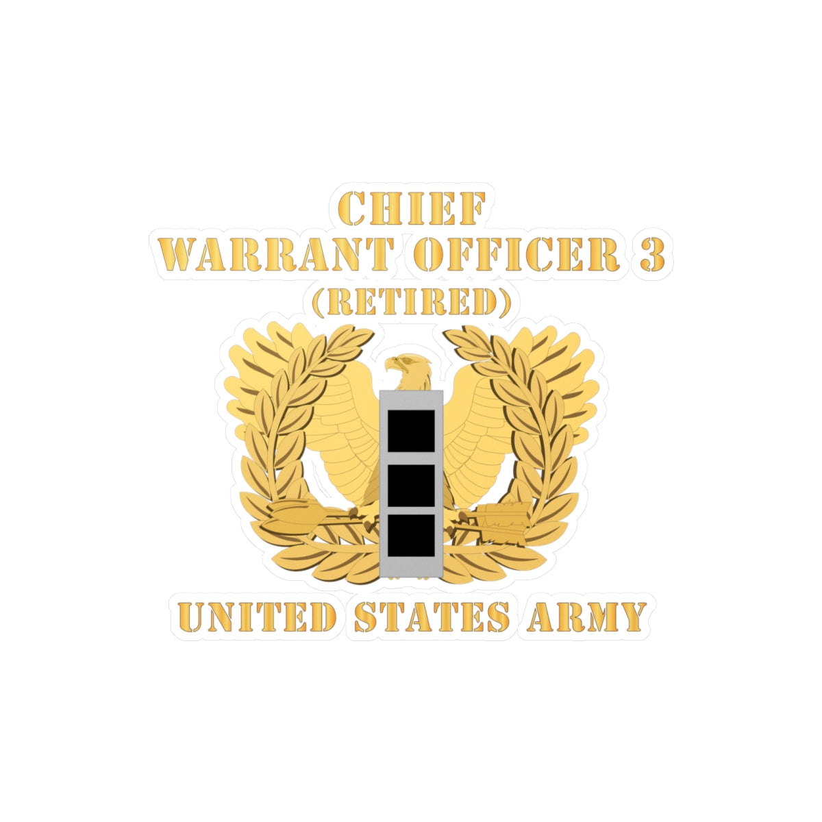 Kiss-Cut Vinyl Decals - Army - Chief Warrant Officer - CW03 - Retired - Flat - Eagle and Bar X 300