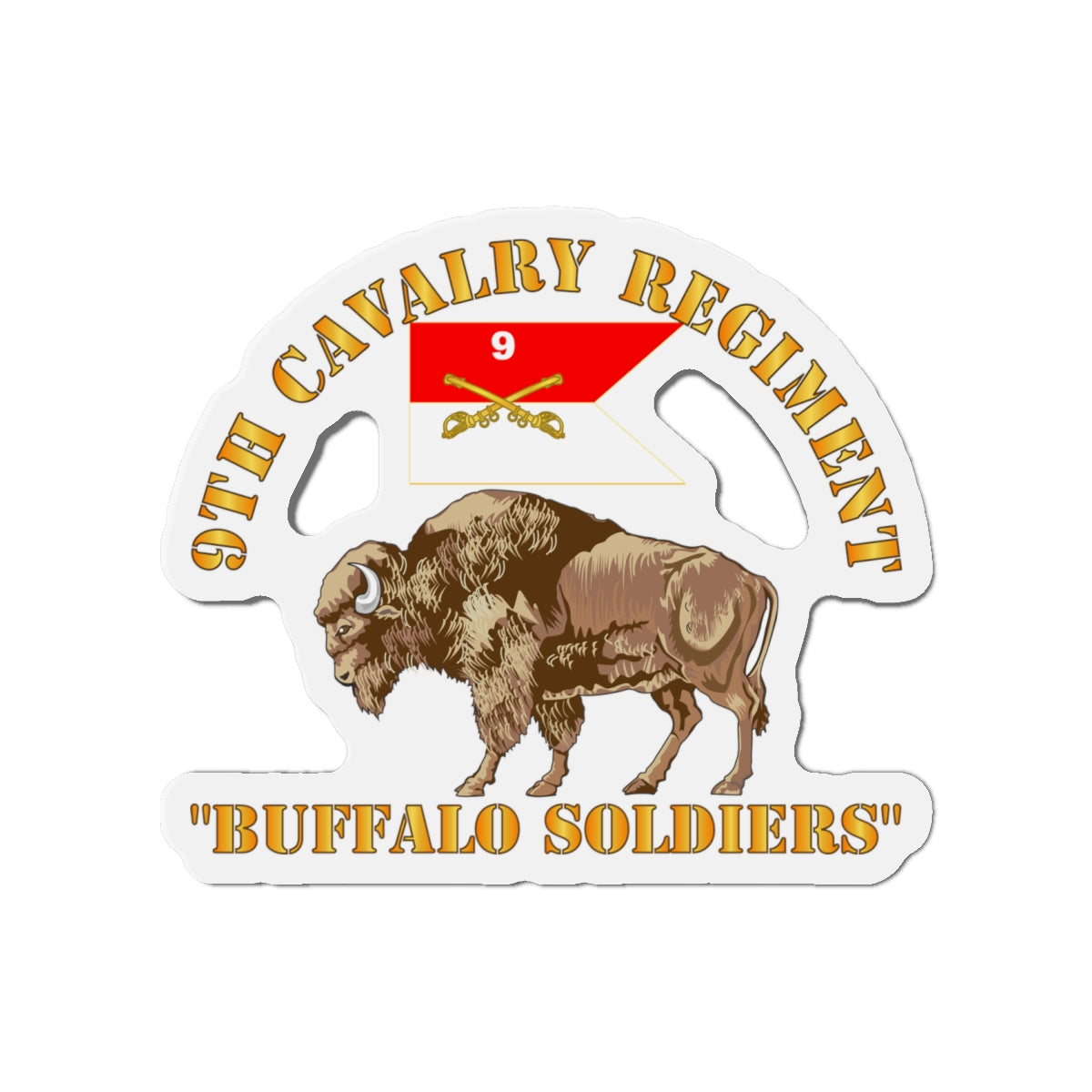 Die-Cut Magnets - 9th Cavalry Regiment - Buffalo Soldiers w 9th Cav Guidon
