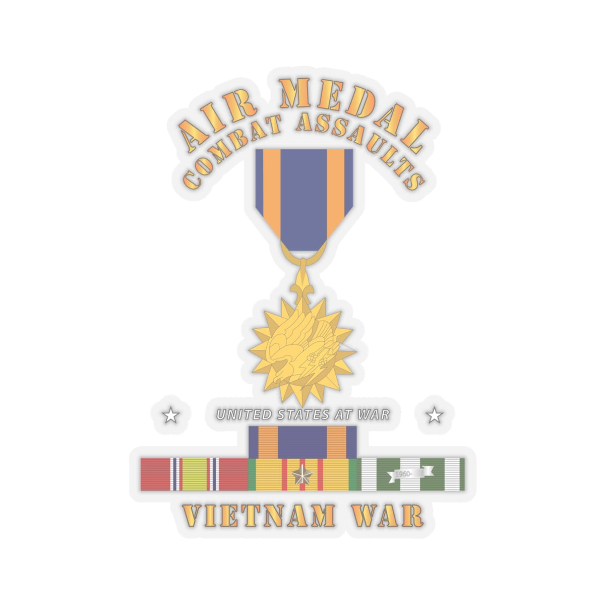 Kiss-Cut Stickers - Air Medal - Combat Assaults w VN SVC w Air Medal Ribbon