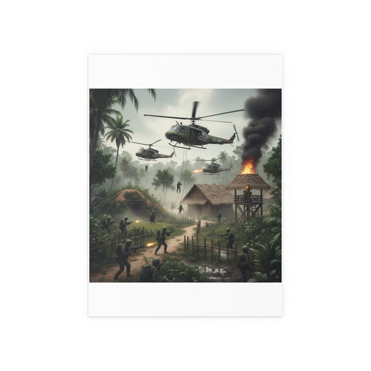 Indoor and Outdoor Silk Posters - Vietnam Village Helicopter Assault