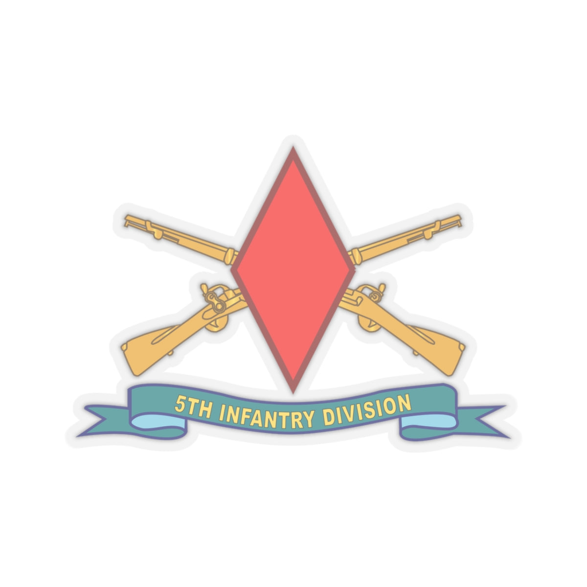 Kiss-Cut Stickers - 5th Infantry Division - SSI w Br - Ribbon X 300