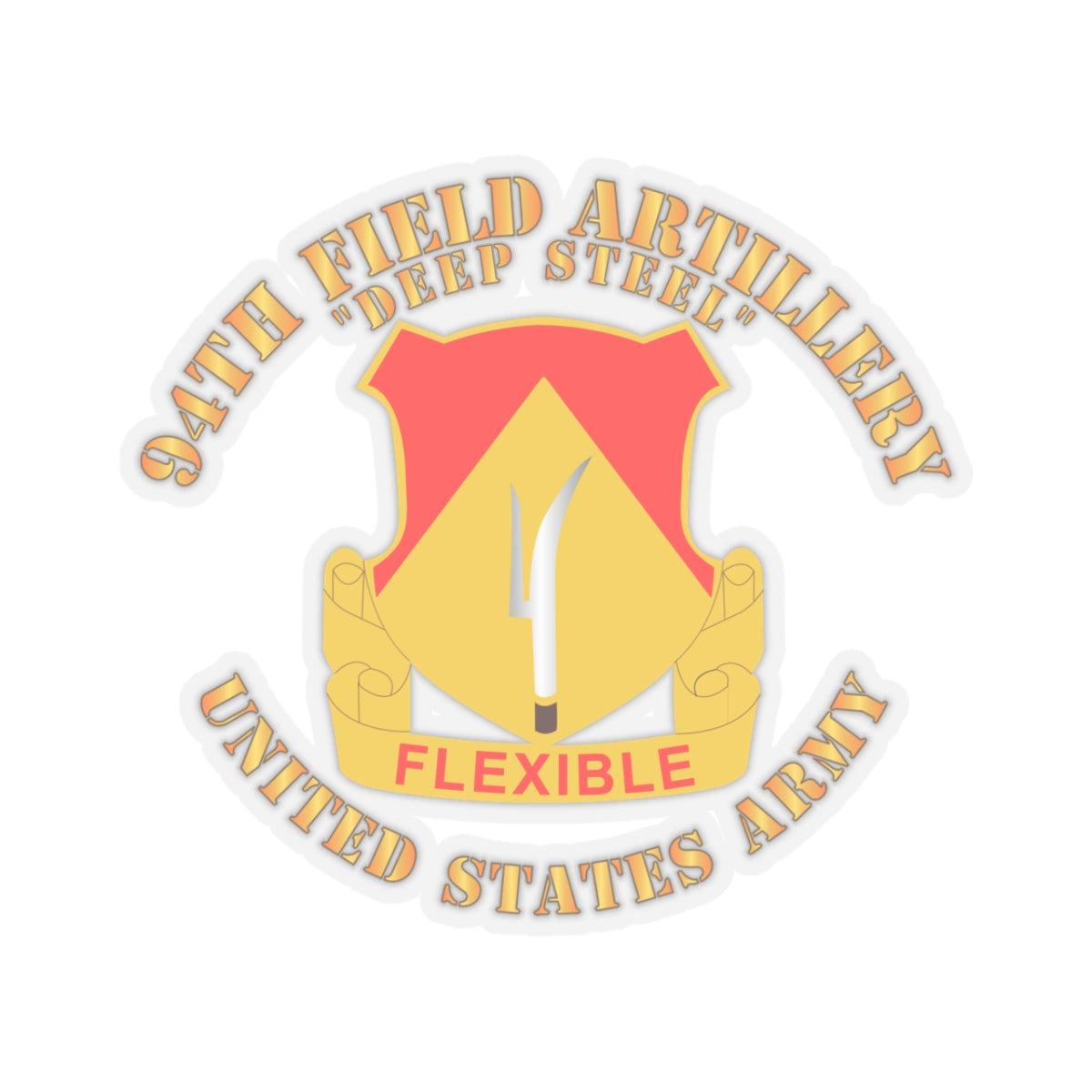 Kiss-Cut Stickers - 94th Field Artillery Regiment - Deep Steel w DUI