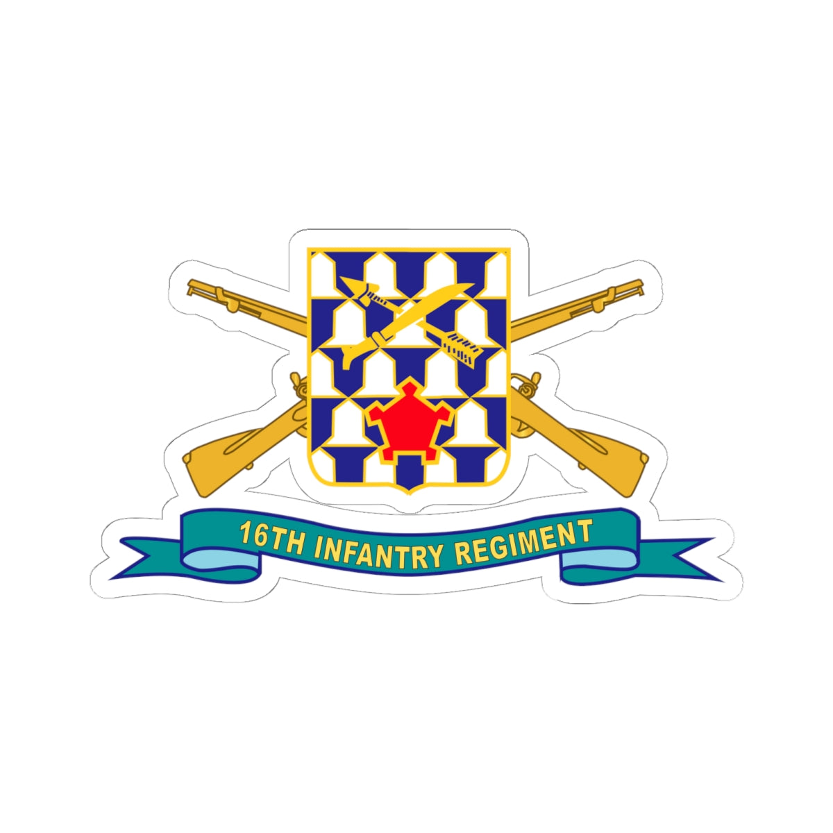 Kiss-Cut Stickers -16th Infantry Regiment - DUI w Br - Ribbon X 300