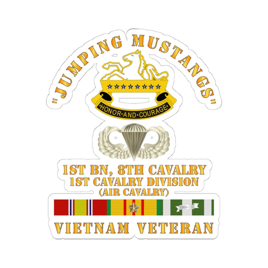 Kiss-Cut Stickers - Jumping Mustangs w DUI - ABN Basic - 1st Bn 8th Cav w VN SVC