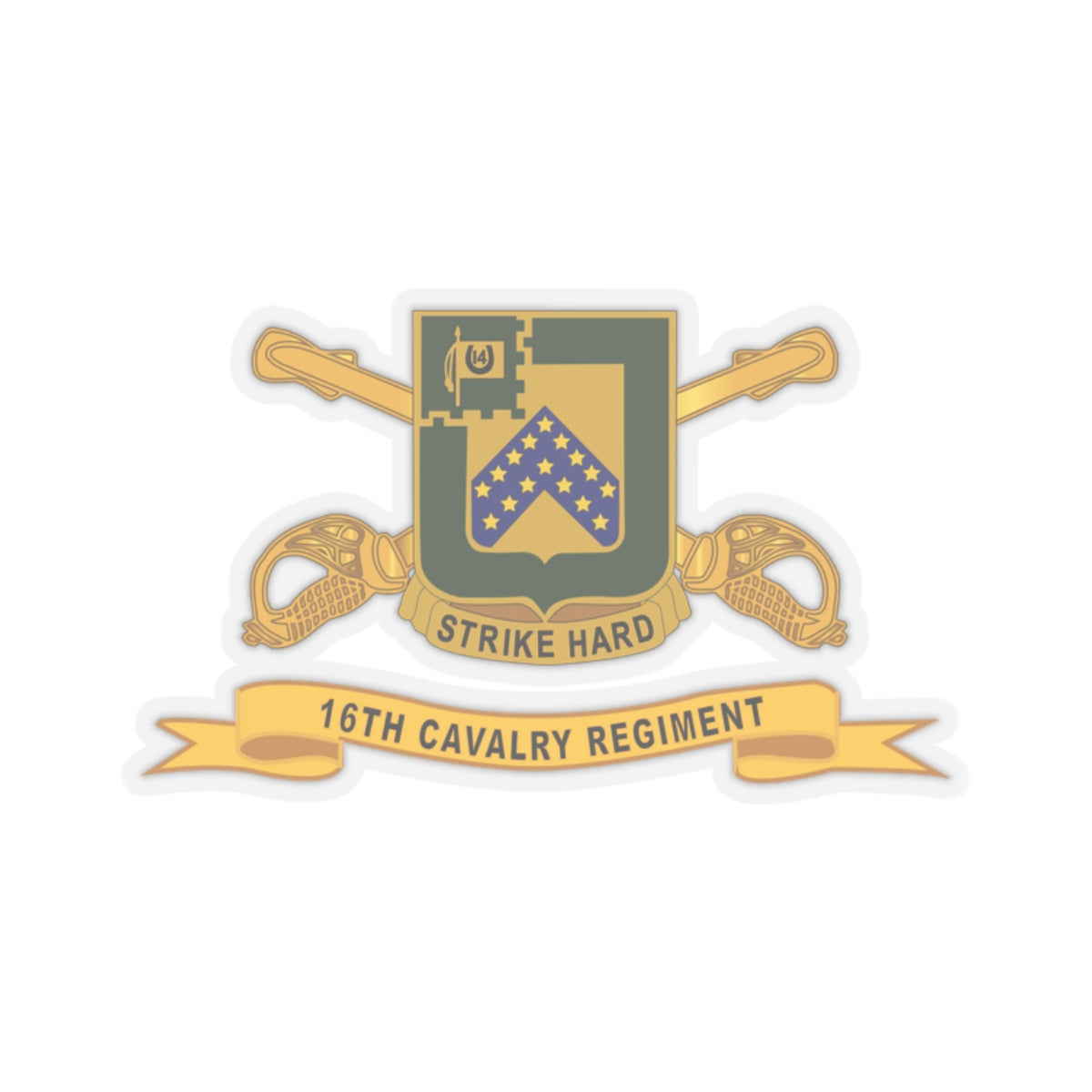 Kiss-Cut Stickers - 16th Cavalry Regiment w Br - Ribbon