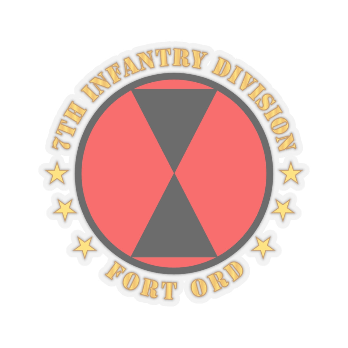 Kiss-Cut Stickers - 7th Infantry Division - Fort Ord wo BkGrd