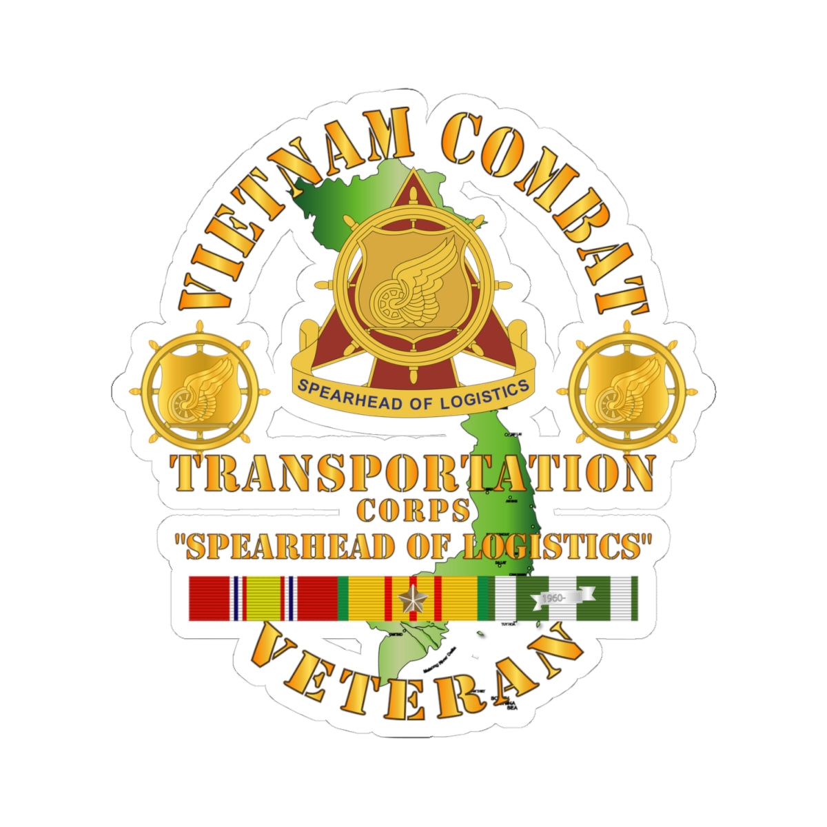Kiss-Cut Stickers - Vietnam Combat Vet - Transportation Corps w VN SVC X 300