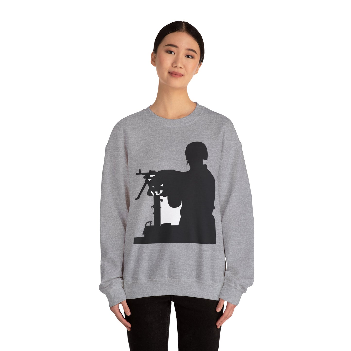 Crewneck Sweatshirt - Army - Soldier - MG Vehicle Mounted - Silhouette X 300