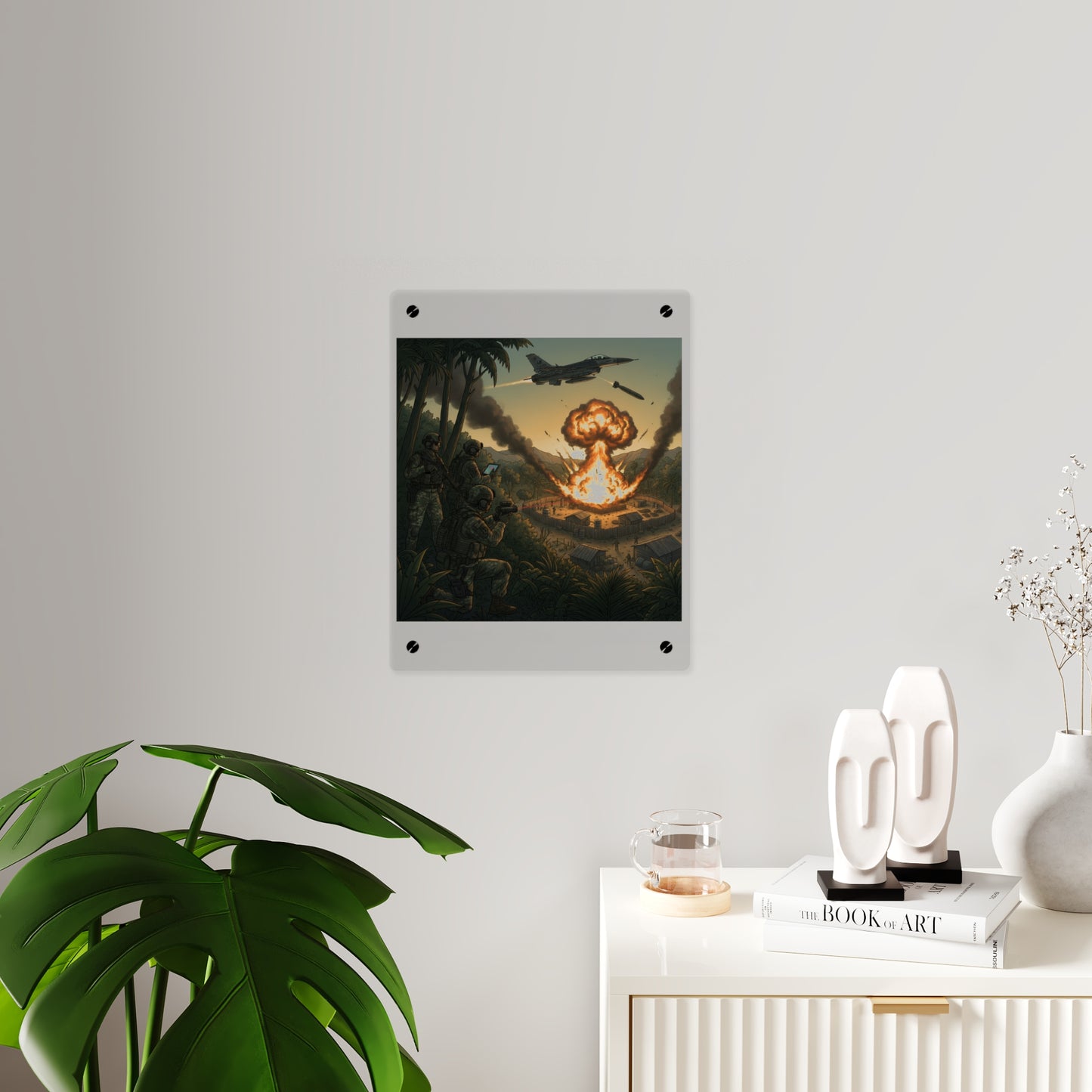 Acrylic Wall Art Panel - Jungle Drug Lab Destruction w Explosions