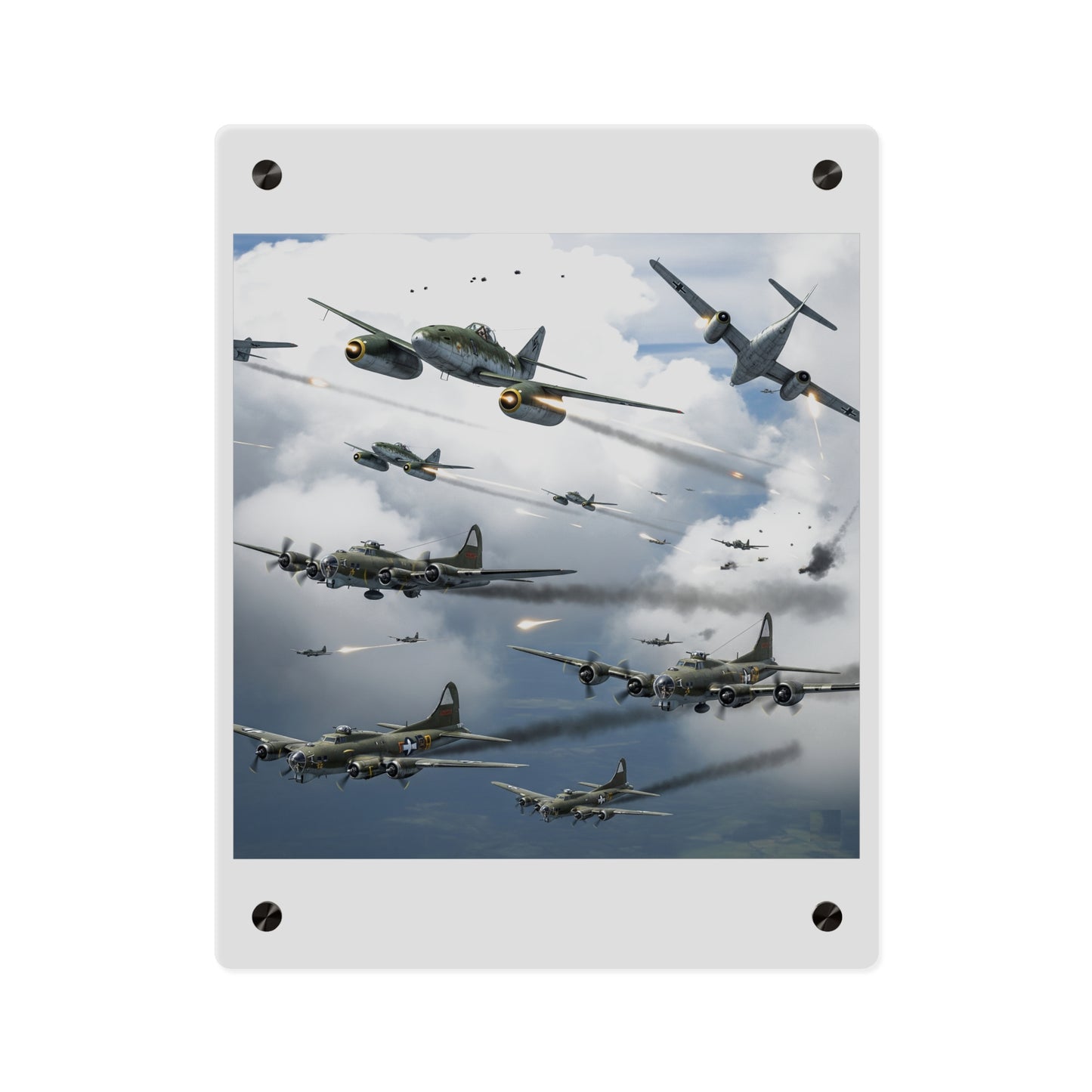 Acrylic Wall Art Panel - German jet fighters attacking US bombing formations