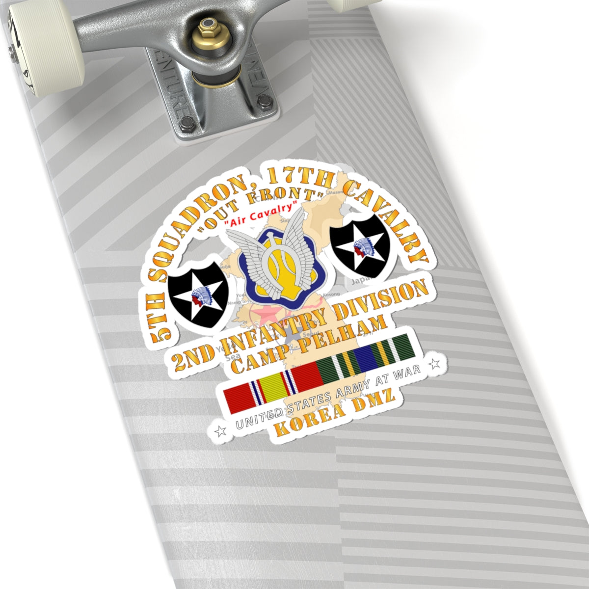 Kiss-Cut Stickers - 5th Squadron, 17th Cavalry - Camp Pelham - 2nd ID w Map w KOREA SVC