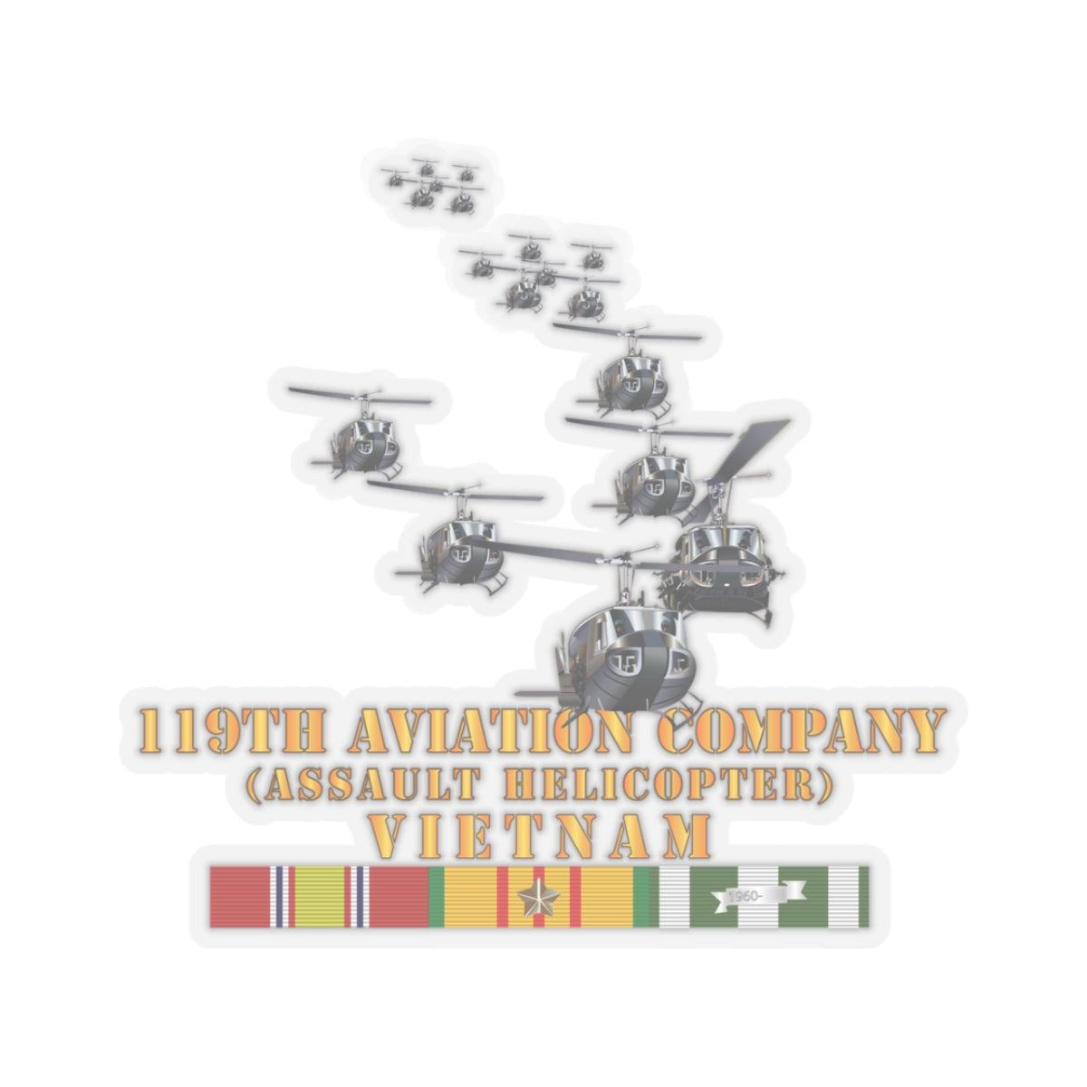 Kiss-Cut Stickers - 119th Aviation Company (Assault Helicopter) w VN SVC X 300