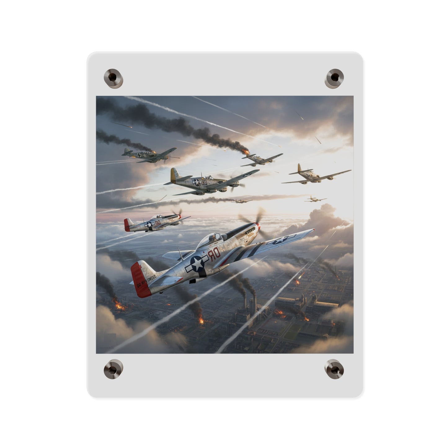 Acrylic Wall Art Panel - Red Tails in Action