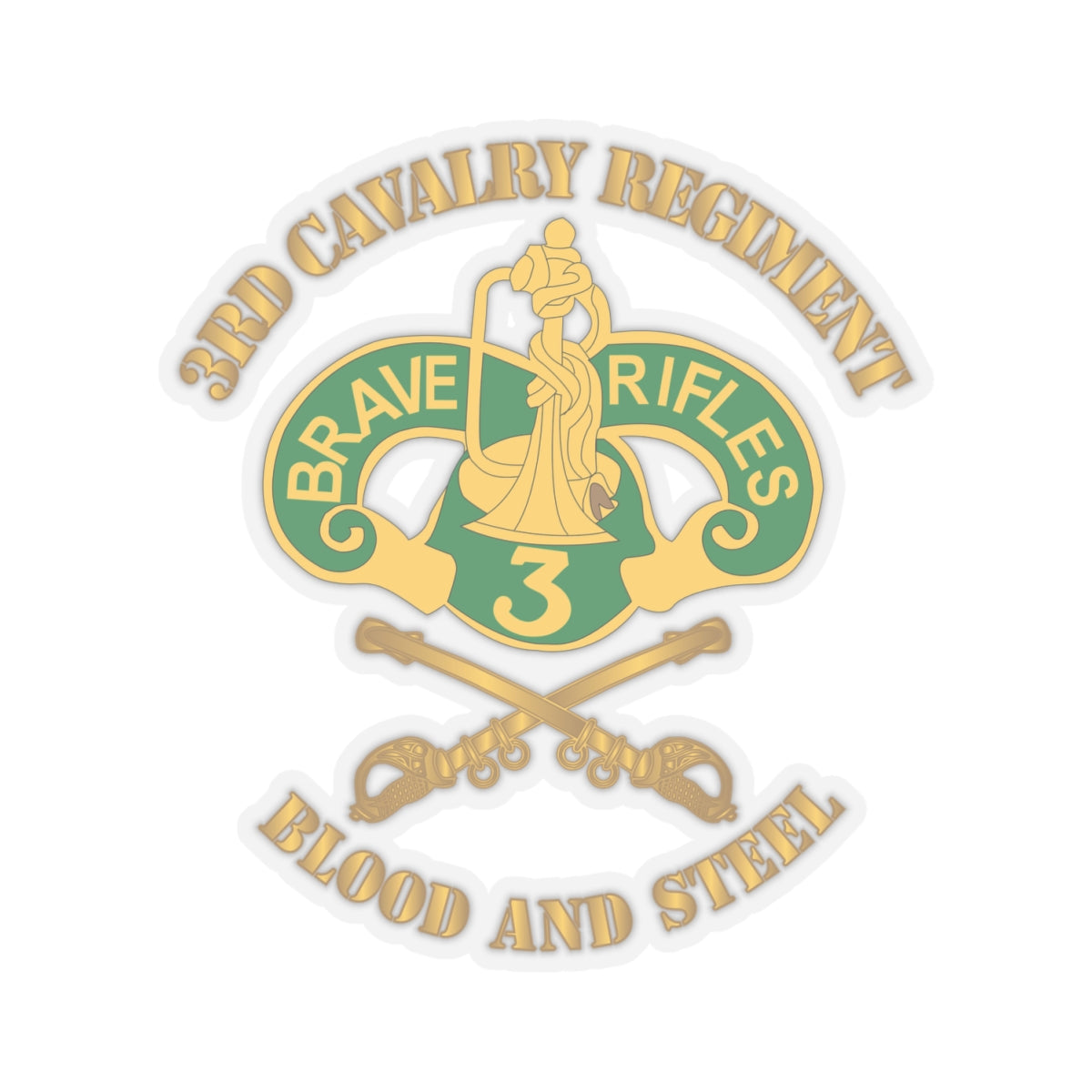 Kiss-Cut Stickers - 3rd Cavalry Regiment DUI - Blood and Steel