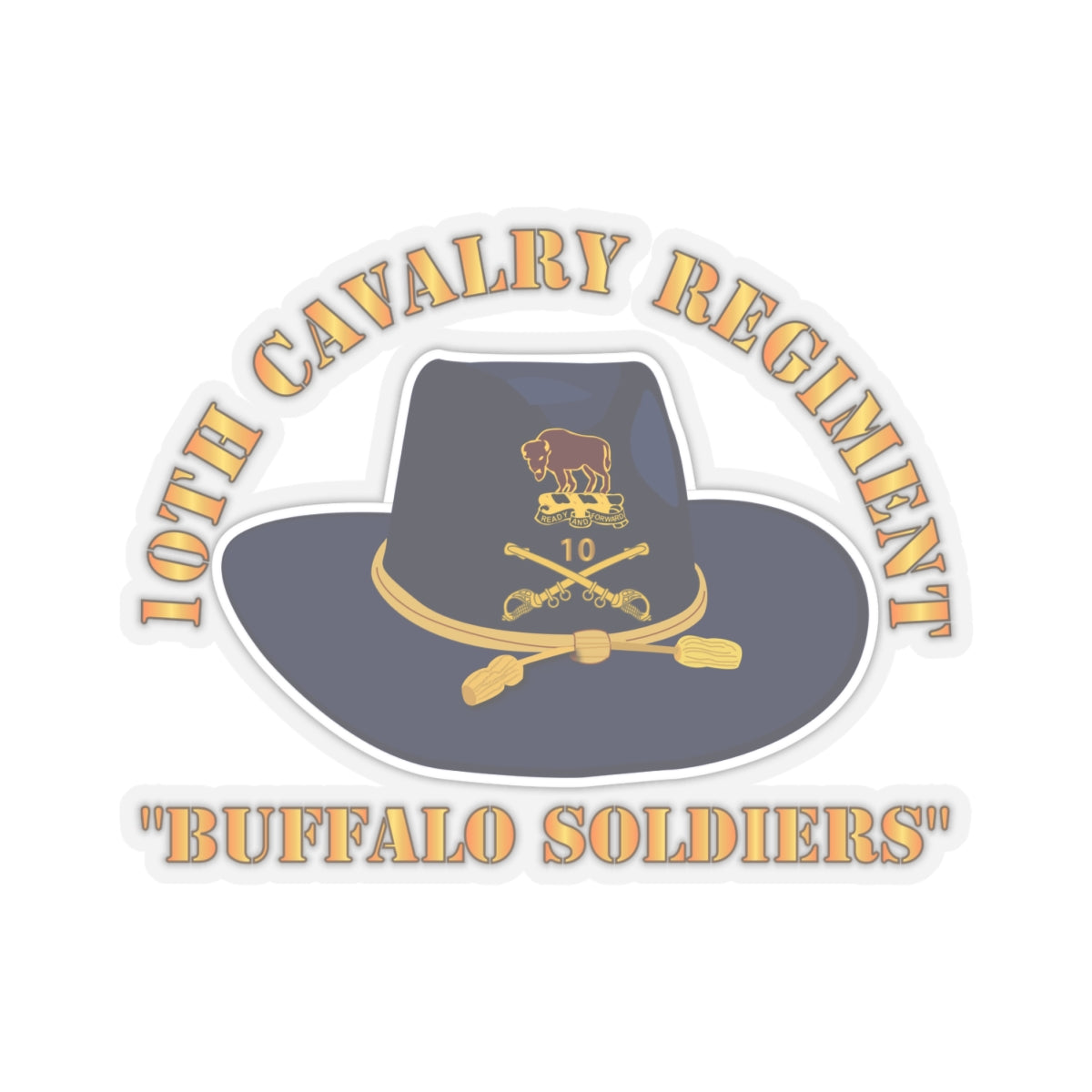 Kiss-Cut Stickers - 10th Cavalry Regiment w Cav - Buffalo Soldiers